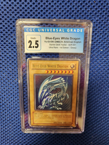Blue-Eyes White Dragon - Yu-Gi-Oh! (2002) - Starter Deck: Kaiba - SDK-001 - Ultra Rare - 1st Edition - Glossy - US English Edition - CGC Graded 2.5