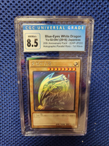 Blue-Eyes White Dragon - Yu-Gi-Oh! (2016) - 20th Anniversary Pack - 20AP-JP000 - Holographic Parallel Ghost Rare - 1st Wave - CGC Graded 8.5