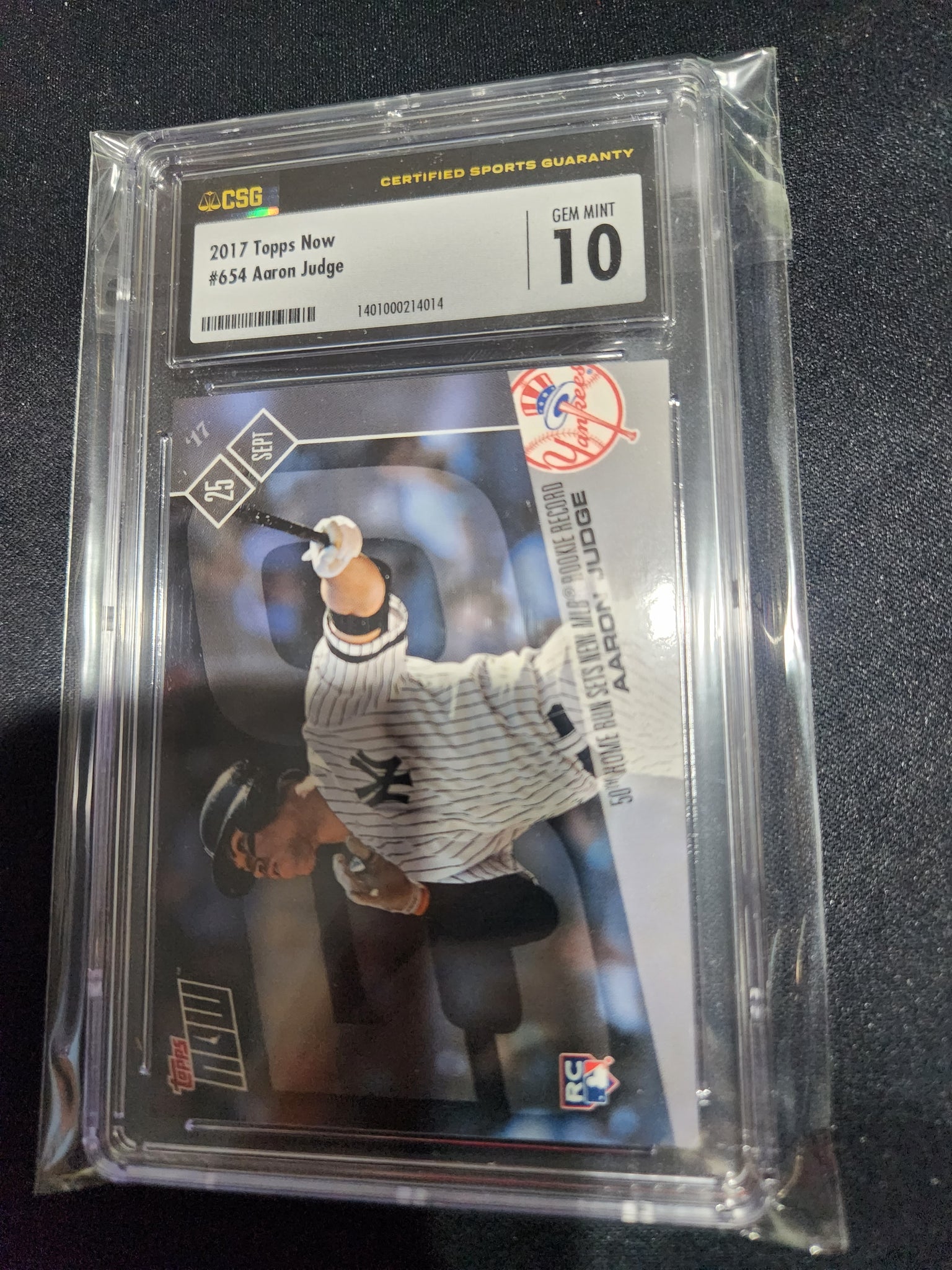 2017 Topps Now #654 Aaron Judge New York Yankees RC (Rookie Card) (CSG 10 Gem Mint)