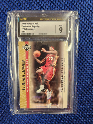 LeBron James 2004 Upper Deck Phenomenal Beginning From Box Set RC (Rookie Card) #7 - Gold Parallel (CSG Graded 9)