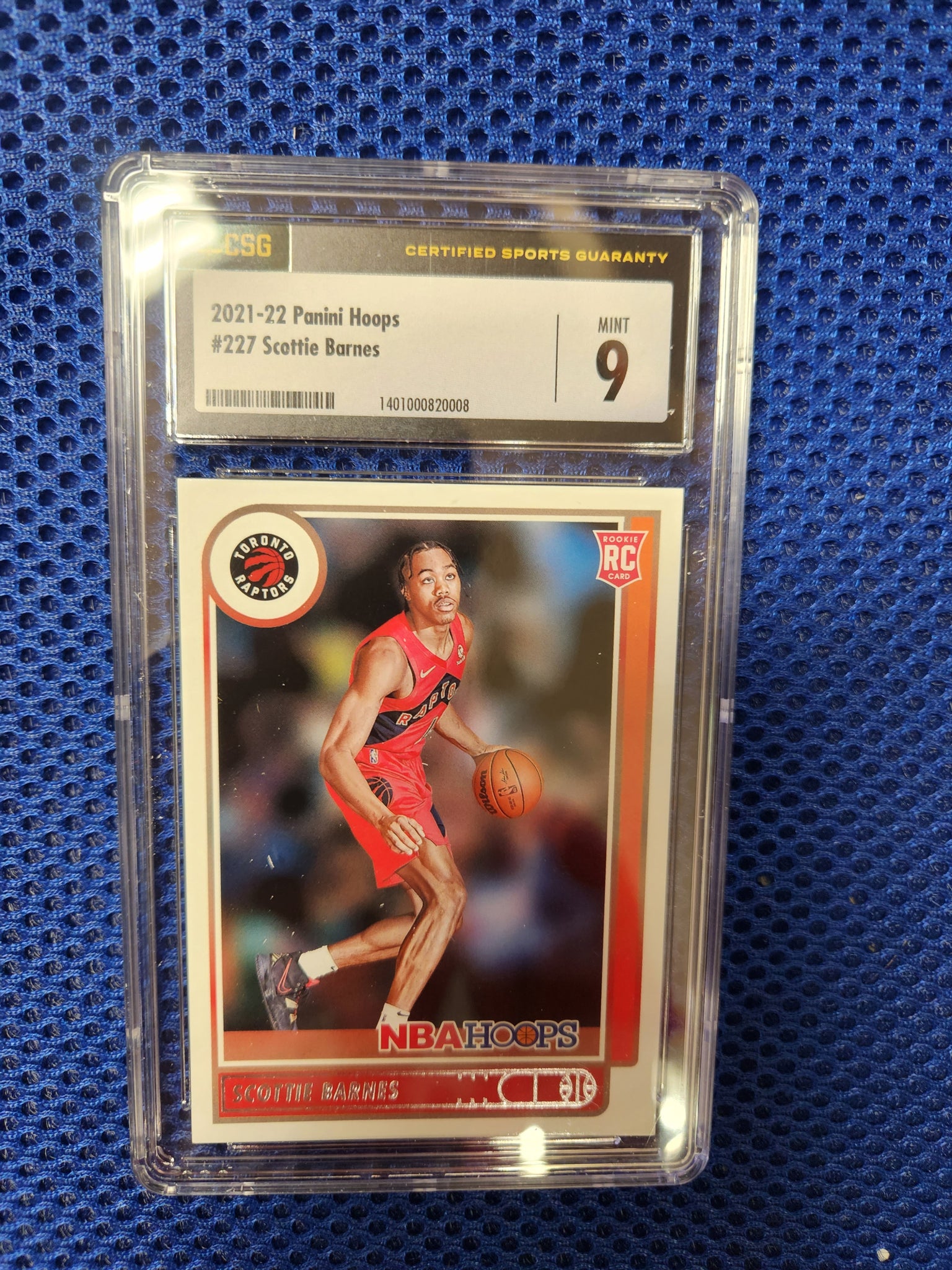 2021-22 NBA Hoops #227 Scottie Barnes Toronto Raptors RC (Rookie Card) (CSG Graded 9)