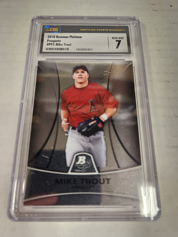 2010 Bowman Platinum Prospects Mike Trout RC #PP5 Angels - CSG Graded 7