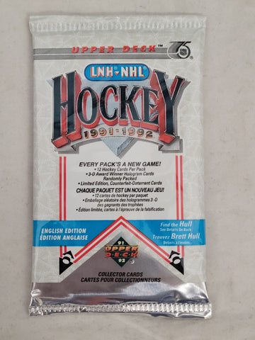 1991-92 Upper Deck NHL Hockey Pack (12 Cards Per Pack)