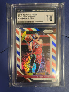 Fred VanVleet 2018-19 Panini RC (Rookie Card) - GRADED NBA Basketball Card REPACK - 1x Sports Card Single (Various Grading Companies, Graded 10 , Randomly Selected, Stock Photo - May Not Get Cards In Picture, Used as an Example Only)
