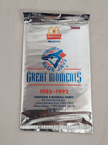 1985-92 McDonald's Great Moments Blue Jays Card Pack (4 Cards Per Pack)
