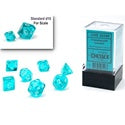 Chessex - Mini Polyhedral 7-Die Dice Set - Translucent Teal/White