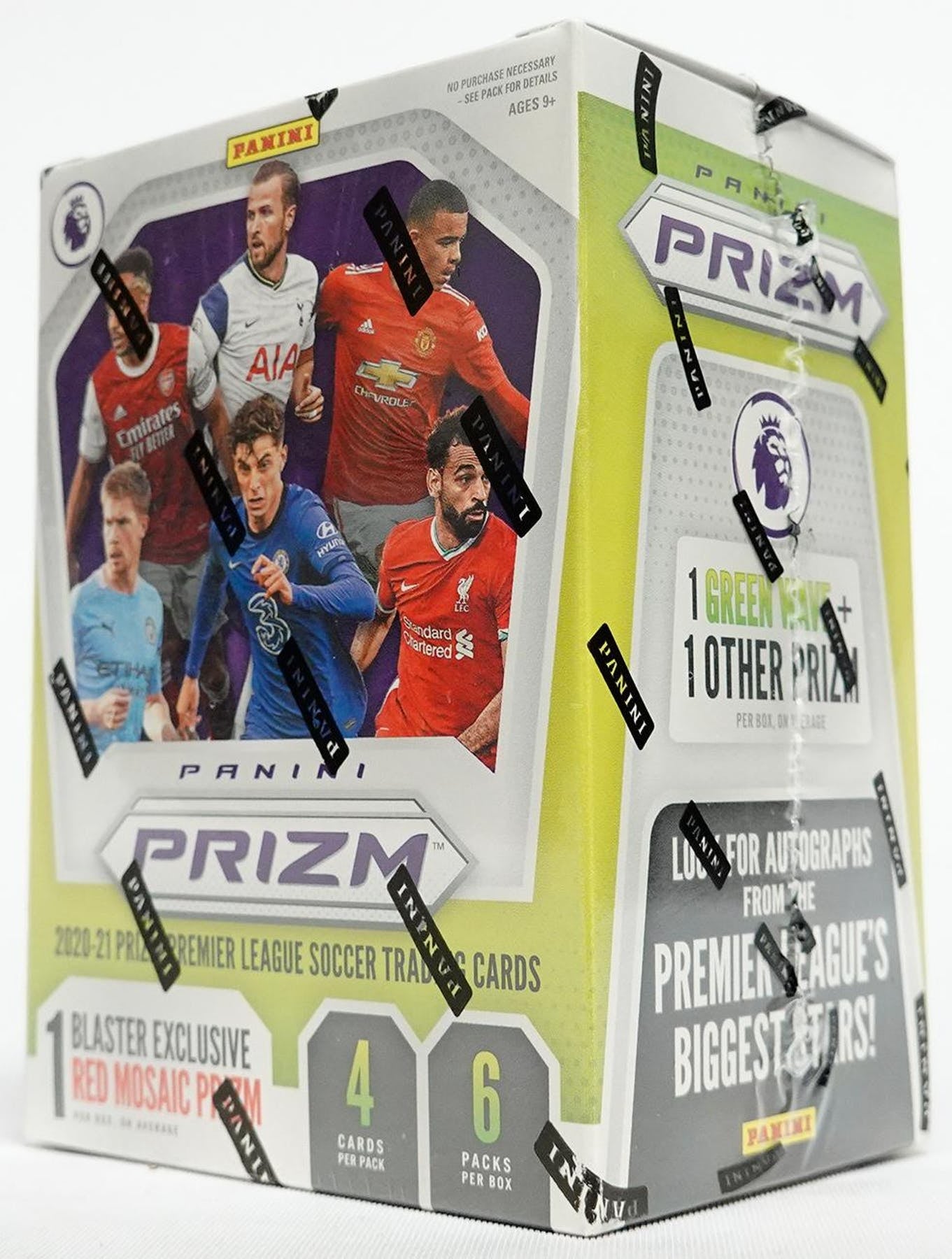 2020-21 Panini Prizm Premier League Soccer 6-Pack Blaster Box (4 Cards Per Pack, Red Mosaic Prizms)