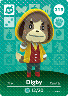 213 Digby SP Authentic Animal Crossing Amiibo Card - Series 3