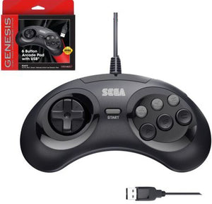 Genesis Black 6 Button USB Arcade Pad Controller [Retro-Bit]