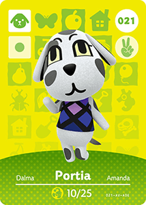 021 Portia Authentic Animal Crossing Amiibo Card - Series 1