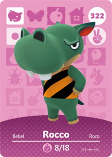 322 Rocco Authentic Animal Crossing Amiibo Card - Series 4