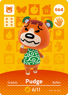 064 Pudge Authentic Animal Crossing Amiibo Card - Series 1