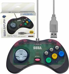 Sega Saturn Slate Grey USB Wired Arcade Pad Controller [Retro-Bit]