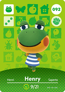 092 Henry Authentic Animal Crossing Amiibo Card - Series 1