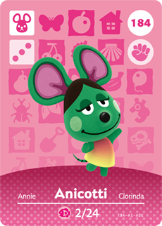 184 Anicotti Authentic Animal Crossing Amiibo Card - Series 2