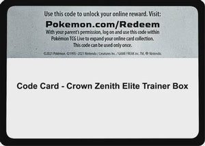 Pokemon Crown Zenith Elite Trainer Box Online Code (Pokemon TCGO Unused Digital Code by E-mail)