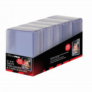 Ultra Pro - 3" X 4" Super Thick 130PT Toploader & Thick Card Sleeves Combo 50ct Top Loader
