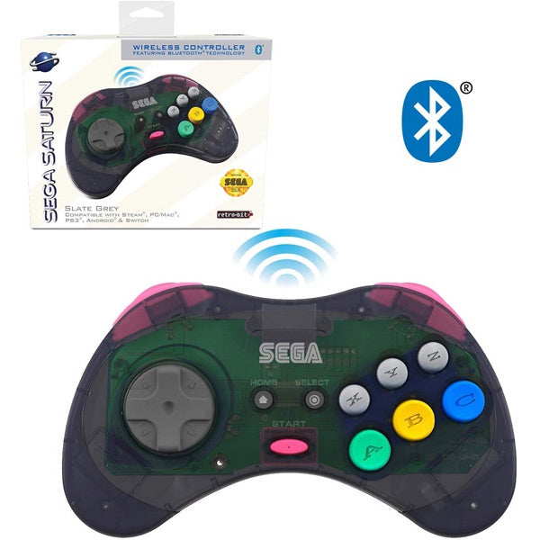 Sega Saturn Slate Grey 8-Button Bluetooth Wireless Arcade Pad [Retro-Bit]