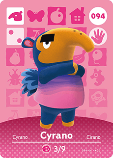 094 Cyrano Authentic Animal Crossing Amiibo Card - Series 1