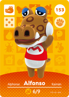 153 Alfonso Authentic Animal Crossing Amiibo Card - Series 2