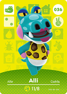 036 Alli Authentic Animal Crossing Amiibo Card - Series 1
