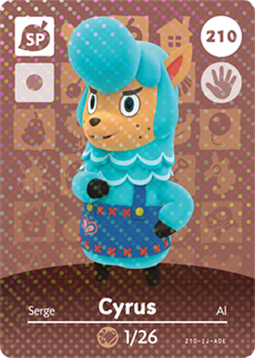 210 Cyrus SP Authentic Animal Crossing Amiibo Card - Series 3