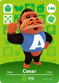144 Cesar Authentic Animal Crossing Amiibo Card - Series 2