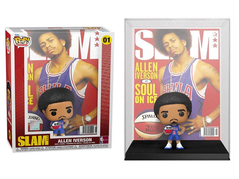 Funko POP! Magazine Covers:  NBA SLAM Philadelphia 76ers Purple Blue Jersey - Allen Iverson #1 Vinyl Figure