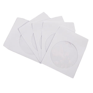 CD/DVD Paper Sleeves-with Clear Window  and Flap- 100 Pack