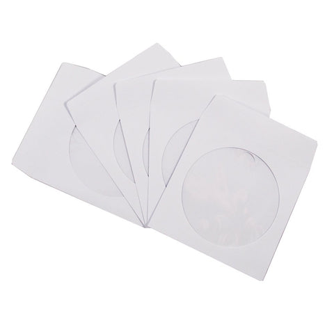 CD/DVD Paper Sleeves-with Clear Window  and Flap- 100 Pack