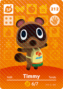 212 Timmy SP Authentic Animal Crossing Amiibo Card - Series 3