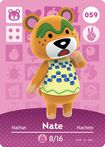 059 Nate Authentic Animal Crossing Amiibo Card - Series 1