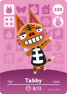 220 Tabby Authentic Animal Crossing Amiibo Card - Series 3