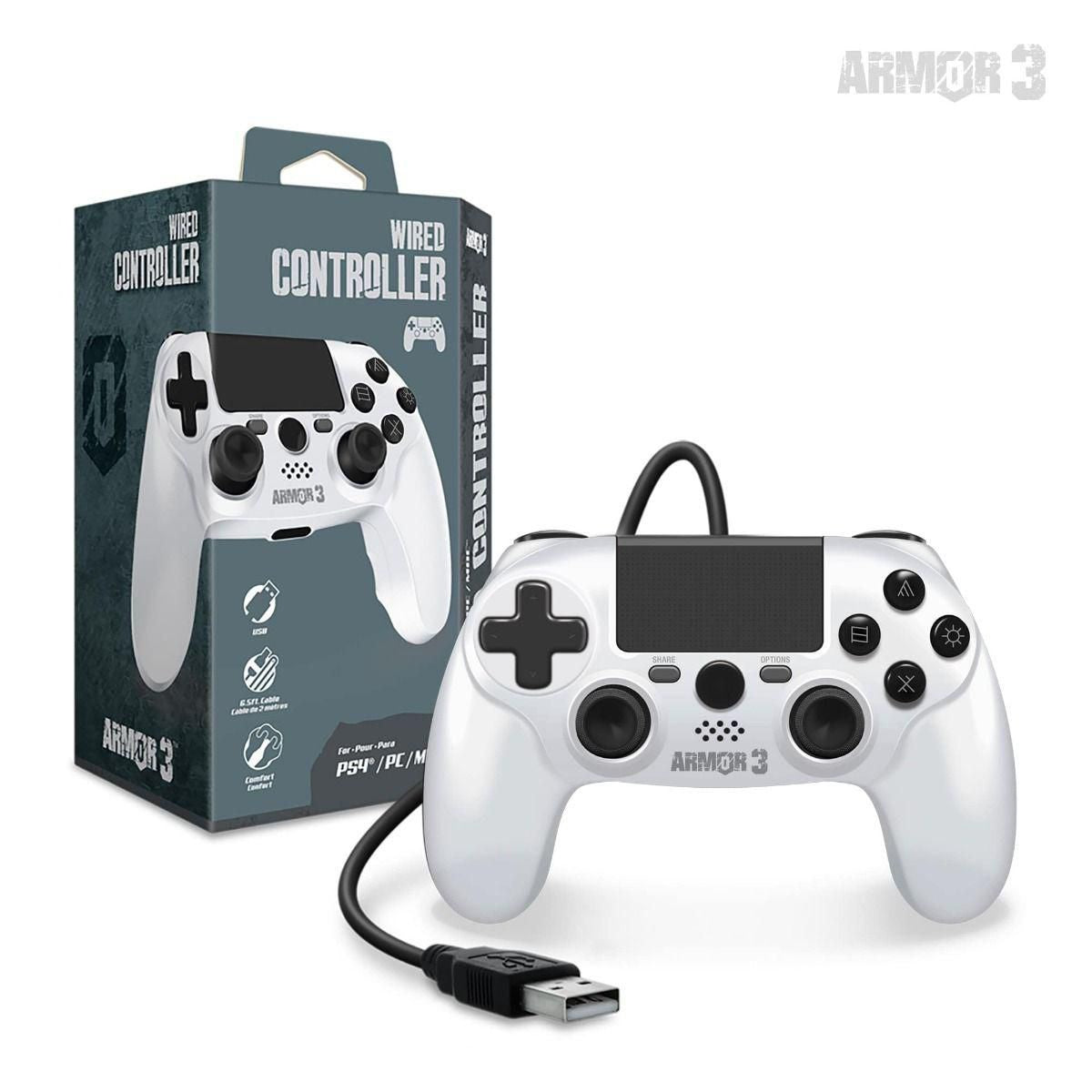 Wired Game Controller for PS4/ PC/ Mac (White) ARMOR 3