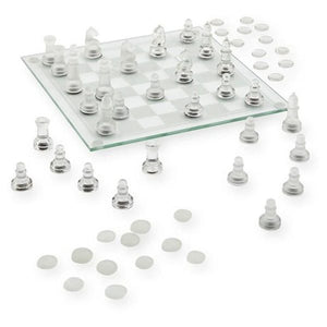 Pavilion Glass Chess & Checkers Set