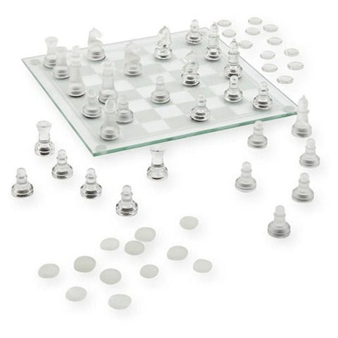 Pavilion Glass Chess & Checkers Set