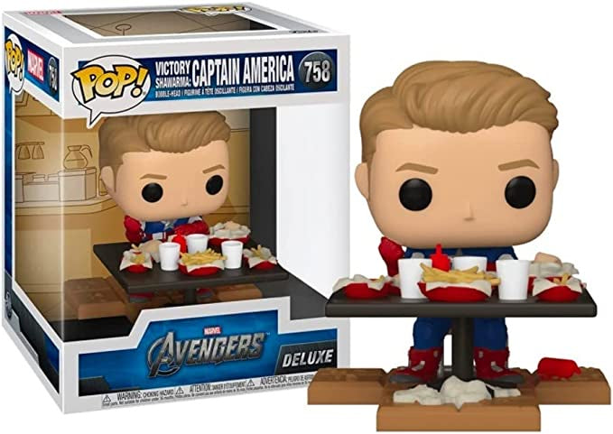 Funko POP! Marvel the Avengers Deluxe - Victory Shawarma: Captain America #758 Exclusive Bobble-Head Figure