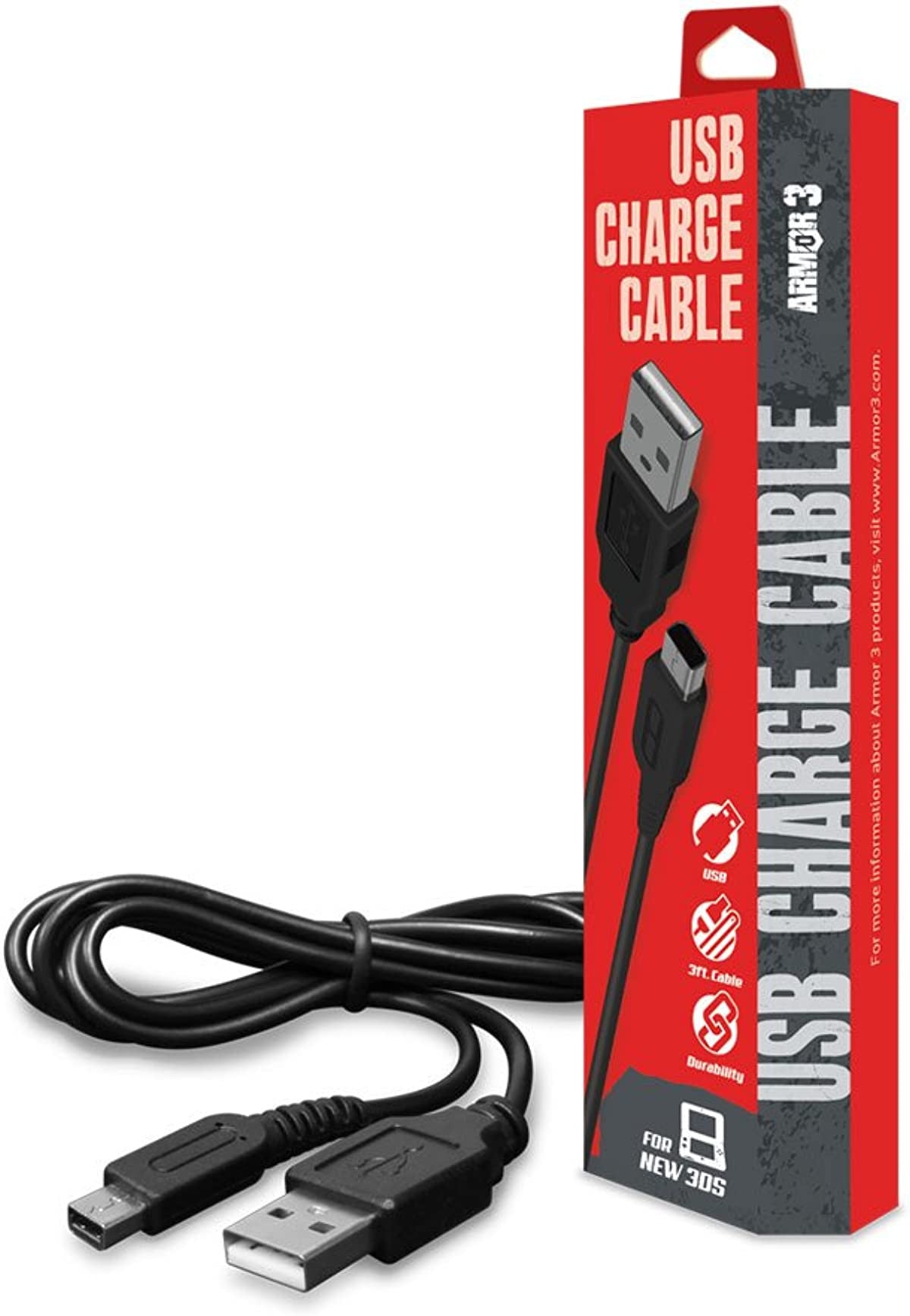 Armor3 USB Charge Cable for New Nintendo 2DS XL/ New Nintendo 3DS/ New Nintendo 3DS XL/ Nintendo 2DS/ Nintendo 3DS XL/Nintendo 3DS/Nintendo DSi XL/Nintendo DSi
