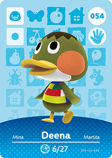 054 Deena Authentic Animal Crossing Amiibo Card - Series 1