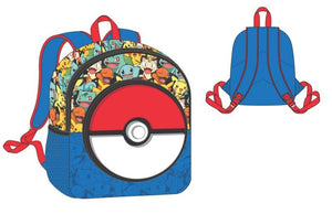 POKÉMON - Characters Kids 11in Backpack Molded Rubber Pokeball Patch