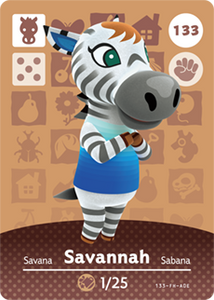133 Savannah Authentic Animal Crossing Amiibo Card - Series 2