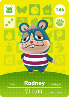 146 Rodney Authentic Animal Crossing Amiibo Card - Series 2