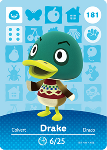 181 Drake Authentic Animal Crossing Amiibo Card - Series 2