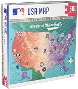 MasterPieces - MLB Sports USA Map - "United States of Baseball" - Major League Baseball Team Logos Jigsaw Puzzle (500 pieces)
