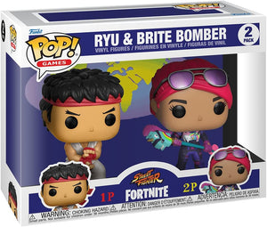 Funko POP! Street Fighter x Fortnite - Ryu & Brite Bomber Vinyl Figures 2-Pack