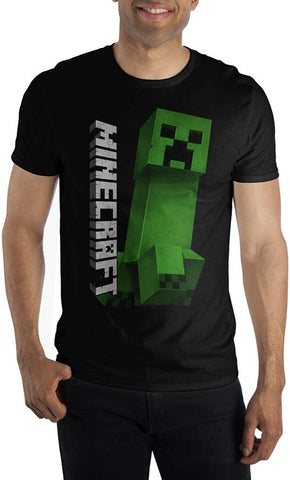Minecraft Logo Creeper Black Mens T-Shirt