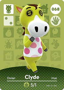 068 Clyde Authentic Animal Crossing Amiibo Card - Series 1
