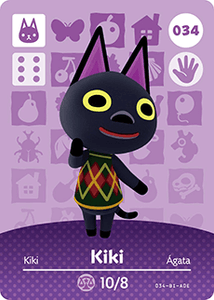 034 Kiki Authentic Animal Crossing Amiibo Card - Series 1