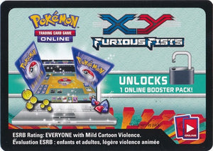 XY Furious Fists Online Booster Pack Code Card (Pokemon TCGO Unused Digital Code by E-mail)