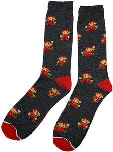 Nintendo Super Mario 8 Bit Men's Crew Socks - Sock Size 10-13